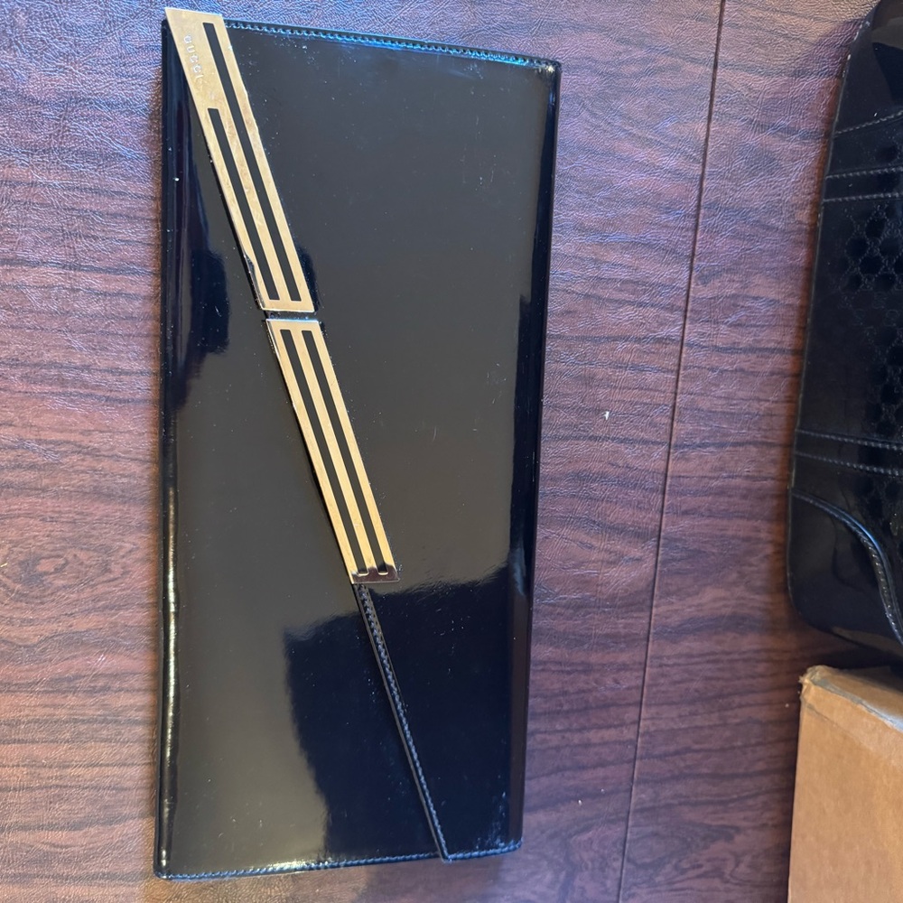 Authentic Gucci Black Patent Leather Clutch